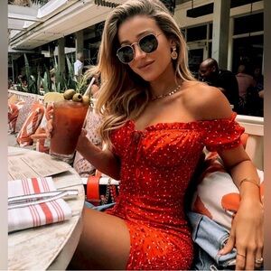 White Fox Boutique Red Floral Mini Dress